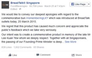 BreadTalk received flak for its "insensitive" release of a commerative bun of LKY